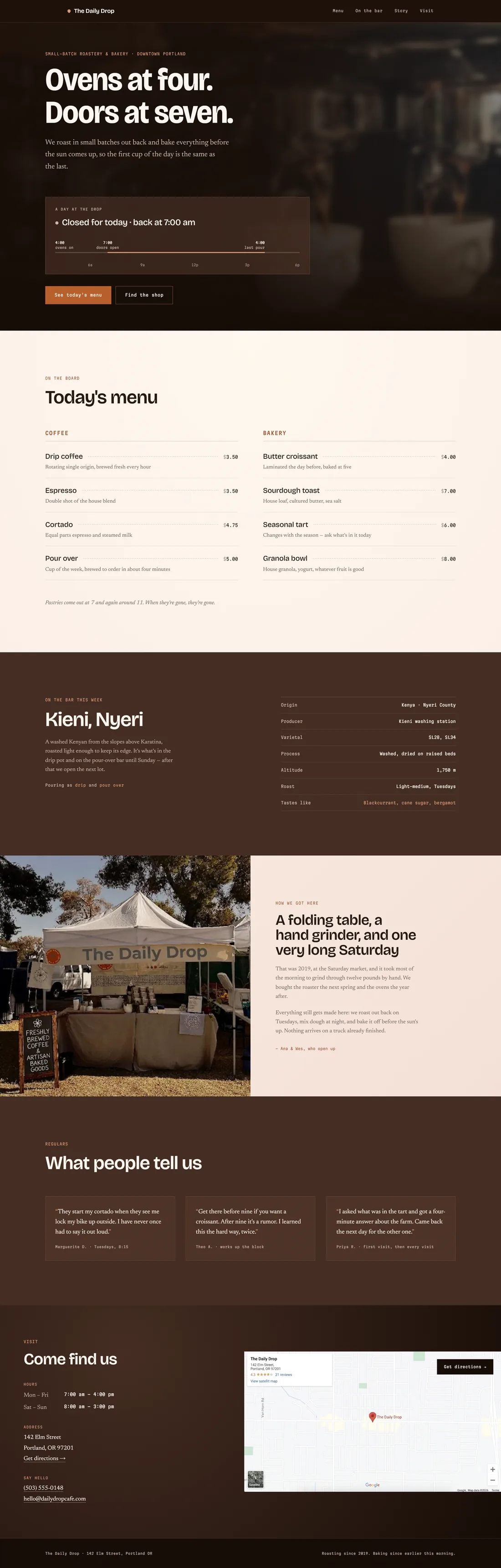 The Daily Drop — a cafe site we built